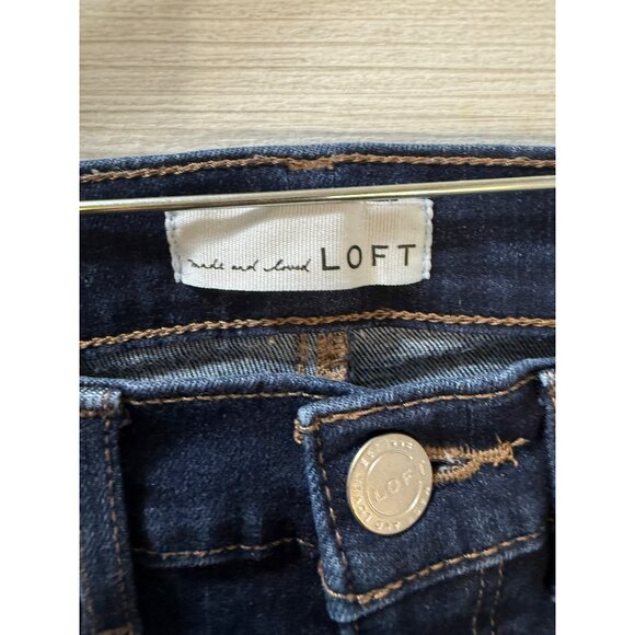 Loft Womens Dark Wash Distressed Ankle Skinny Jeans‎ Size 26 Frayed Hem - Picture 5 of 10